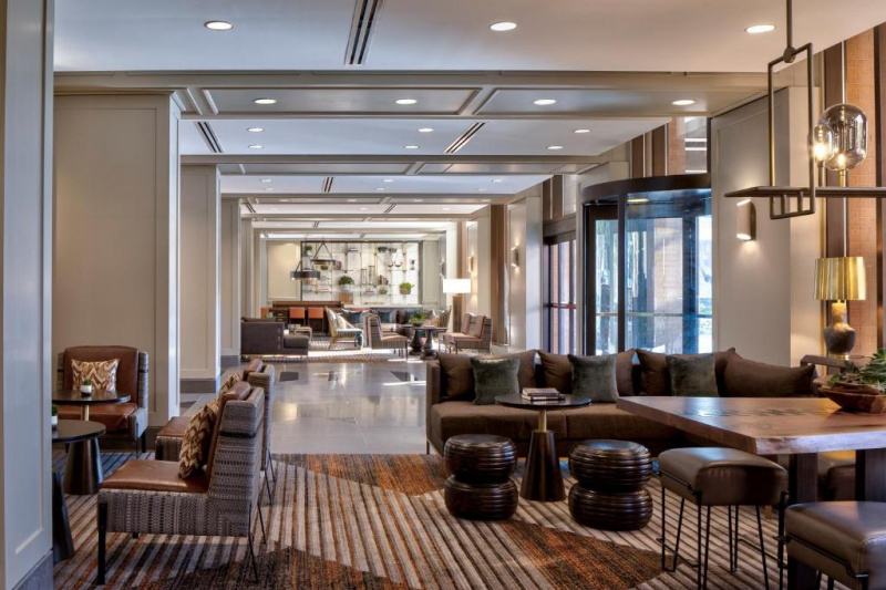 The hotel lobby