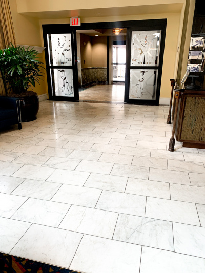 Lobby with tiled floor