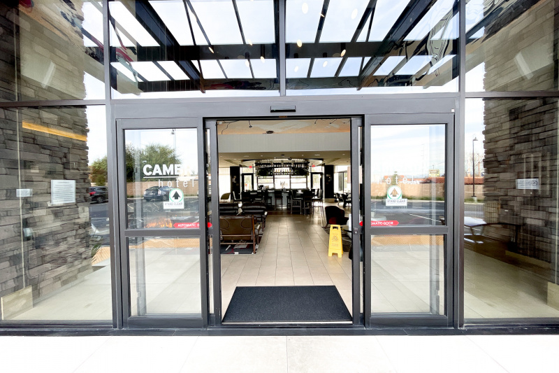 The hotel entrance