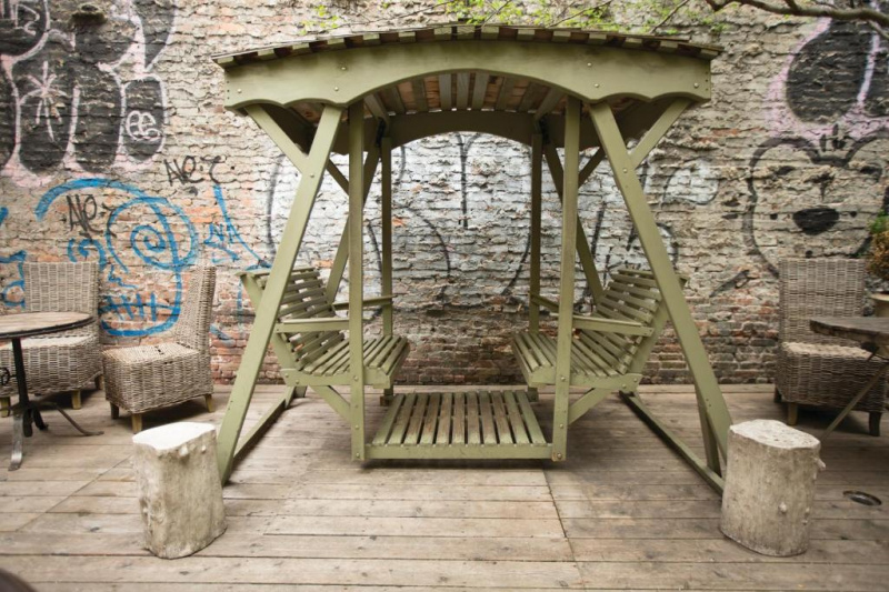 A seating area by the entrance