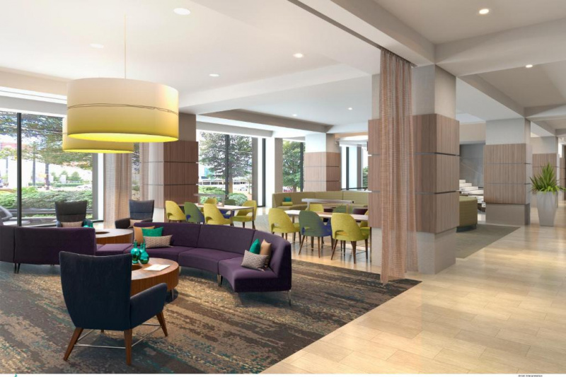 The hotel lobby