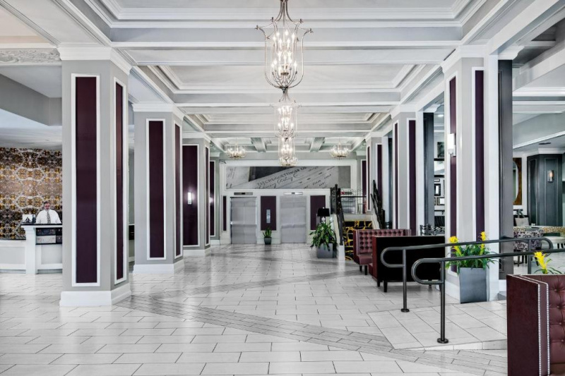 The hotel lobby