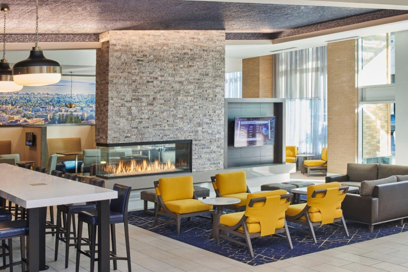 The hotel lobby