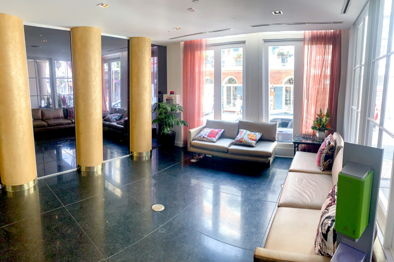 The hotel lobby