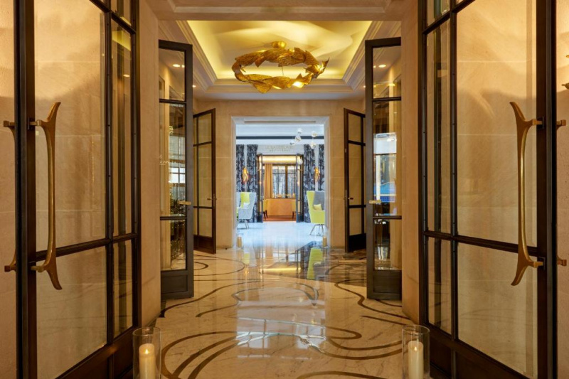 The hotel lobby, with smooth floors and wide corridors