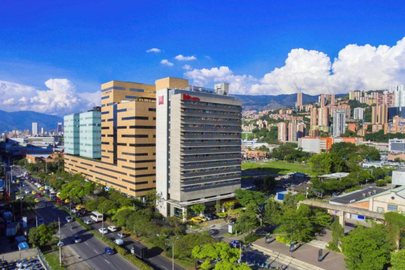 Aerial view of the hotel building