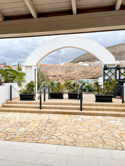 Access steps from the building's main entrance