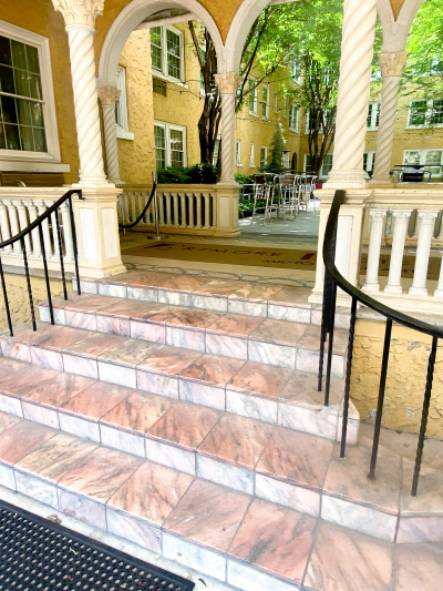 Steps to the Hotel Entrance