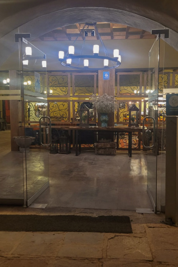 The hotel has step-free access through wide double doors.