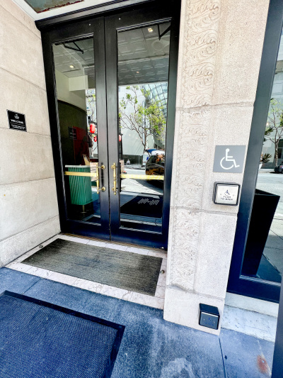 The hotel has step-free access with a push-button to open the doors.