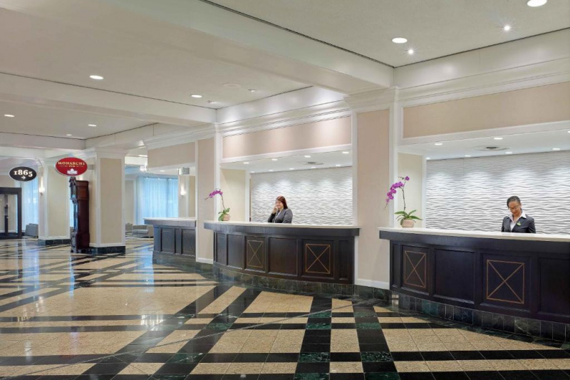 The hotel lobby