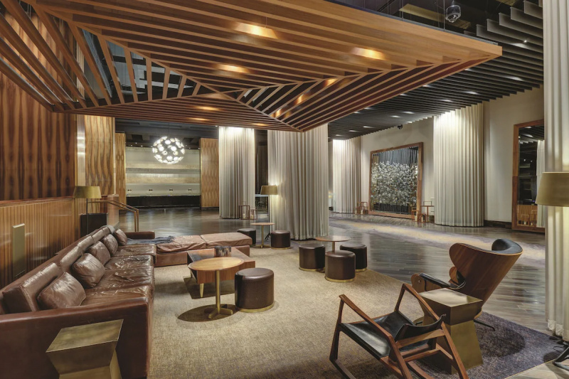 The hotel lobby