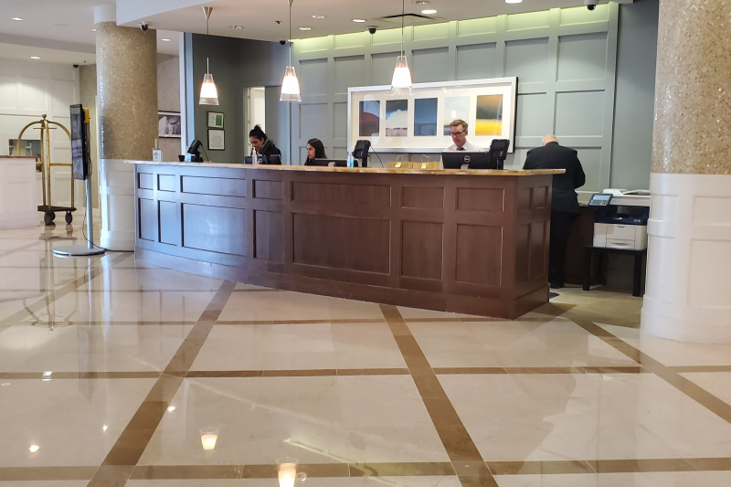 There is clear step-free access to the reception desk and baggage carts are available in the lobby.
