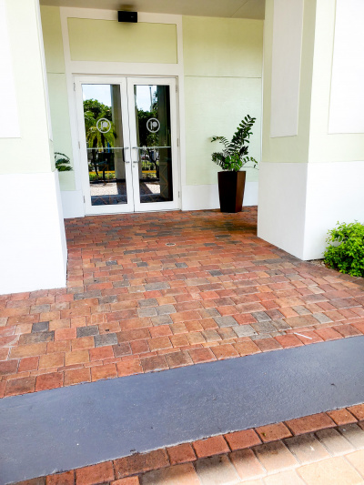 The hotel has step-free access through wide double doors.