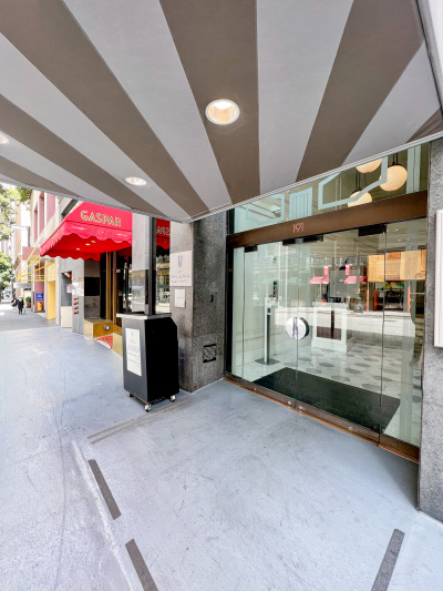 The hotel has step-free access through wide double doors.
