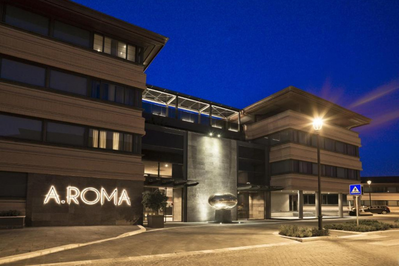 The A.Roma is a modern low-rise building with step-free access and a drop-off point.