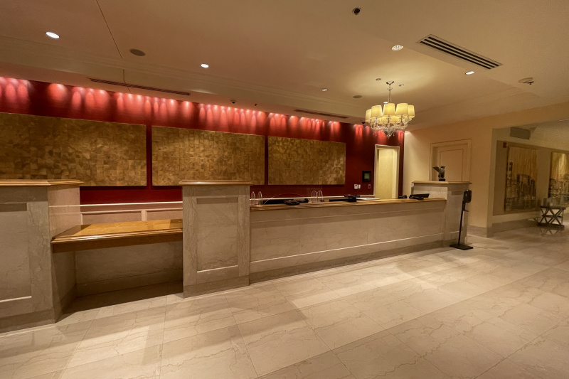 The accessible reception area has a lower counter area for accessibility.