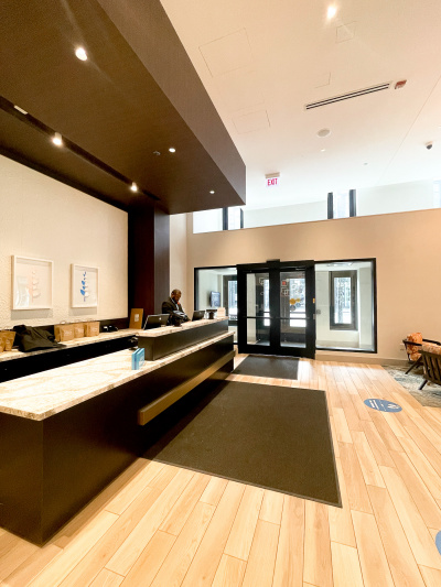 There is step-free access from the hotel entrance to the hotel reception desk, which has an accessible low counter section for wheelchair users.