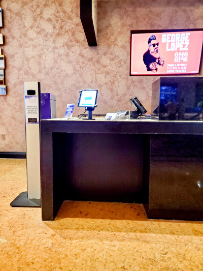 The accessible desk has a room key verification device.