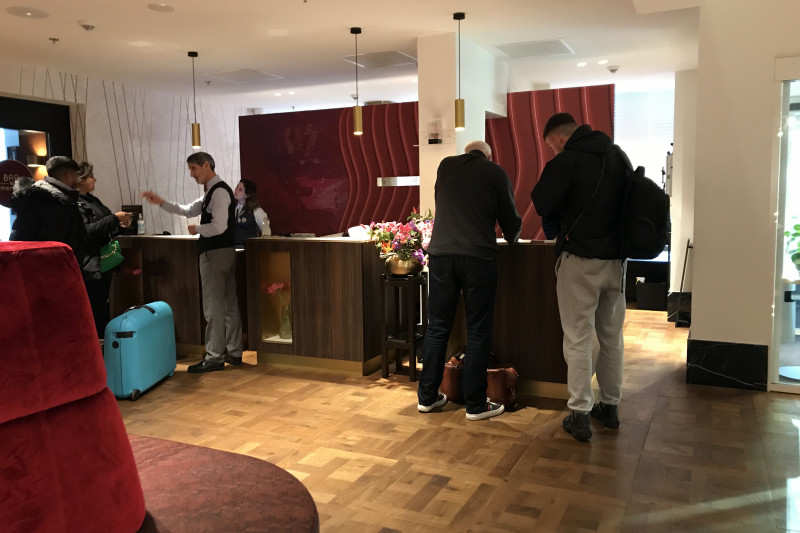 The spacious, step-free reception area has 3 check-in desks.