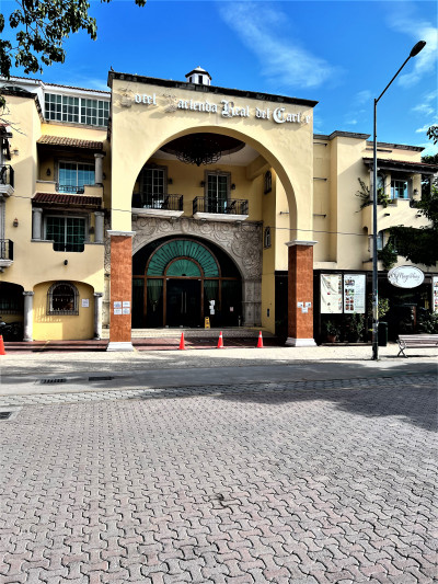 Access to the hotel is from the sidewalk. There are 2 small steps leading to large, manual, glass doors.