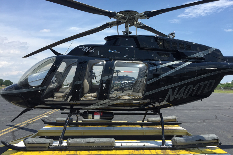 Side view of Black helicopter