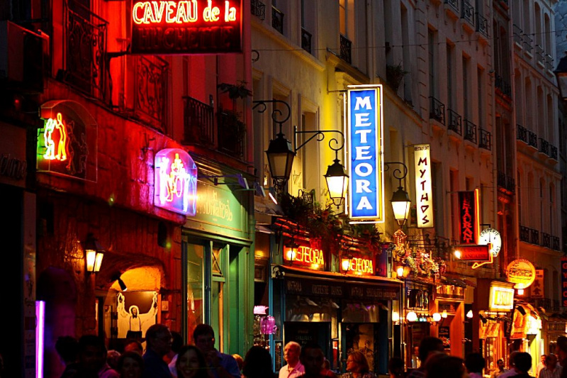 Street with bars and restaurants