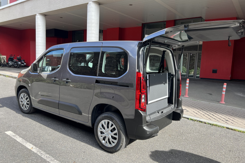The accessible van is equipped with a ramp entrance on the back