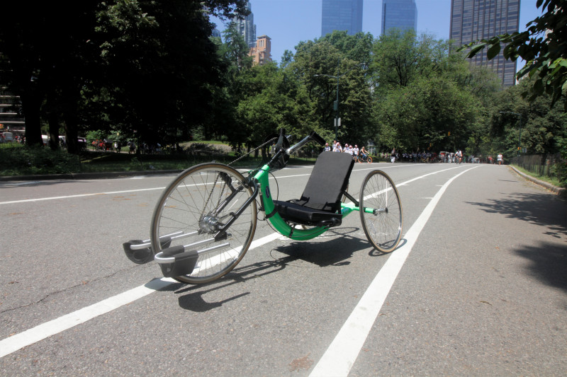 The accessible handbike on a bike lane in Central Park