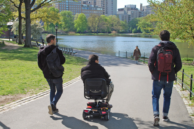 Exploring Central Park on a mobility scooter