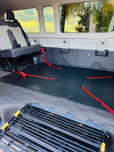 The accessible van has enough interior space for a wheelchair user to travel